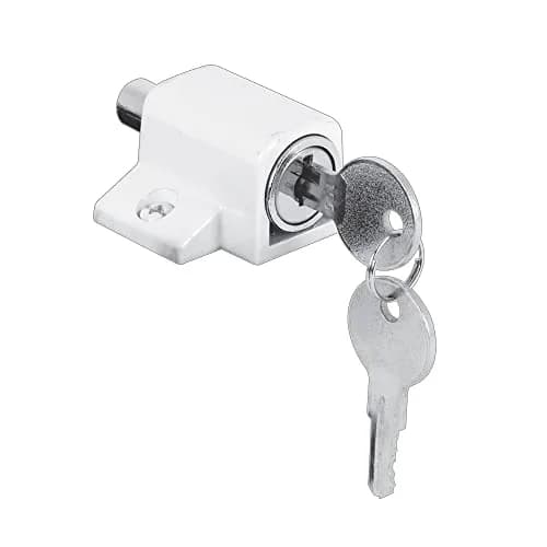 Prime-Line U 9862 White Lock | Heavy Duty Sliding Door Lock with Push-In Security thumbnail 1