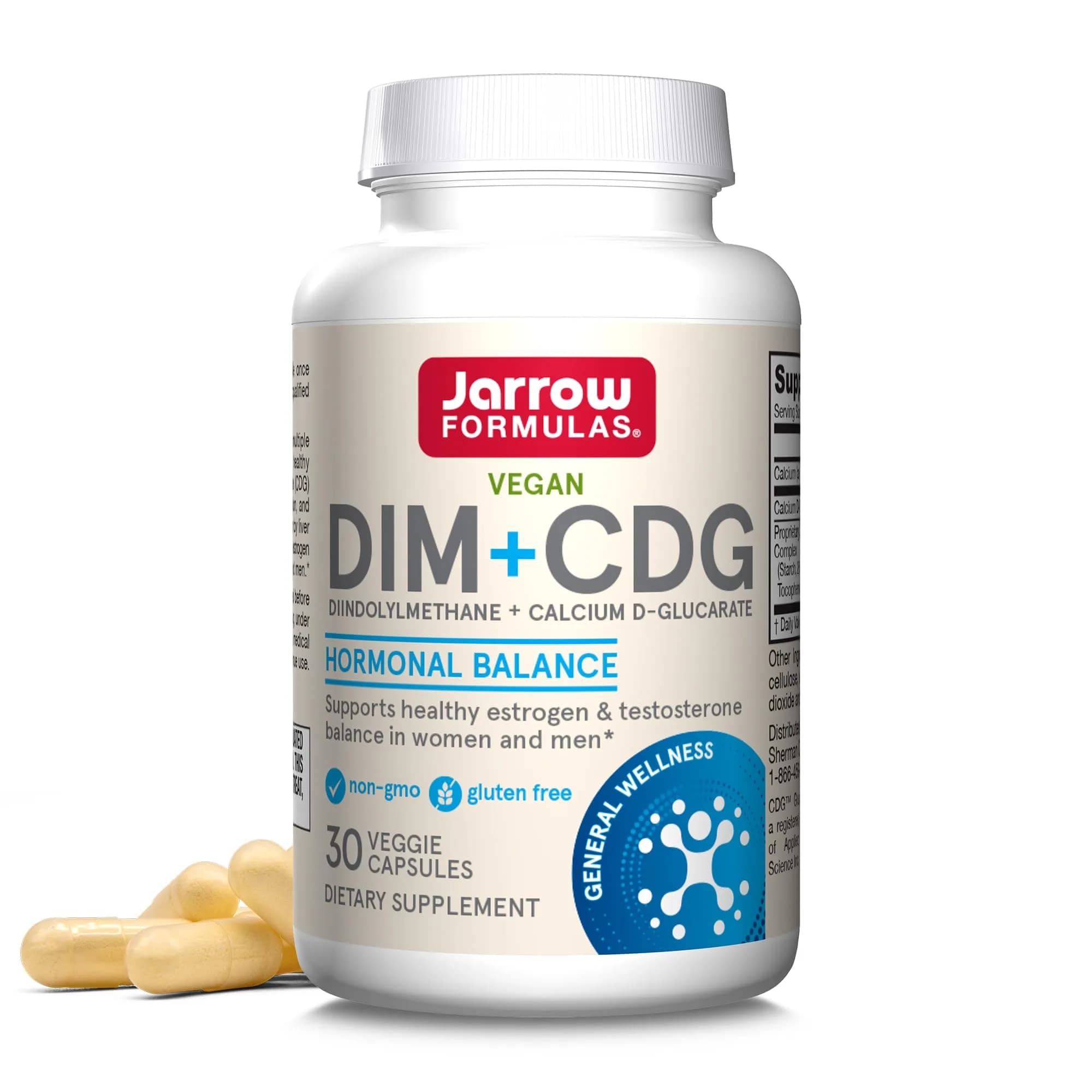 Jarrow DIM Plus, DIM Supplement Hormone Balance, 30 Count | Supports Hormonal Detox & Balance - main product image