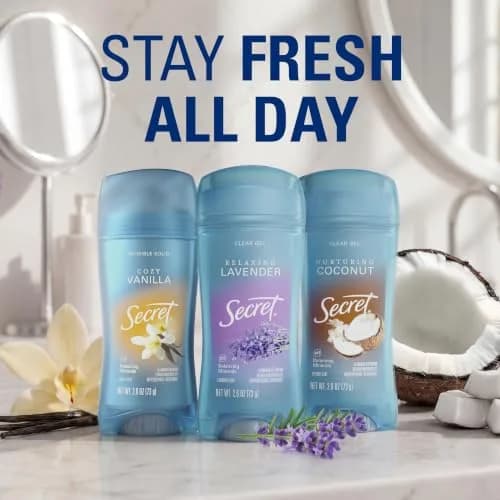 Secret Fresh Invisible Solid Antiperspirant Deodorant for Women, Sweet Nectarine Scent, 75g (2.6 oz) | 72-Hour Breathable Odor Protection thumbnail 9