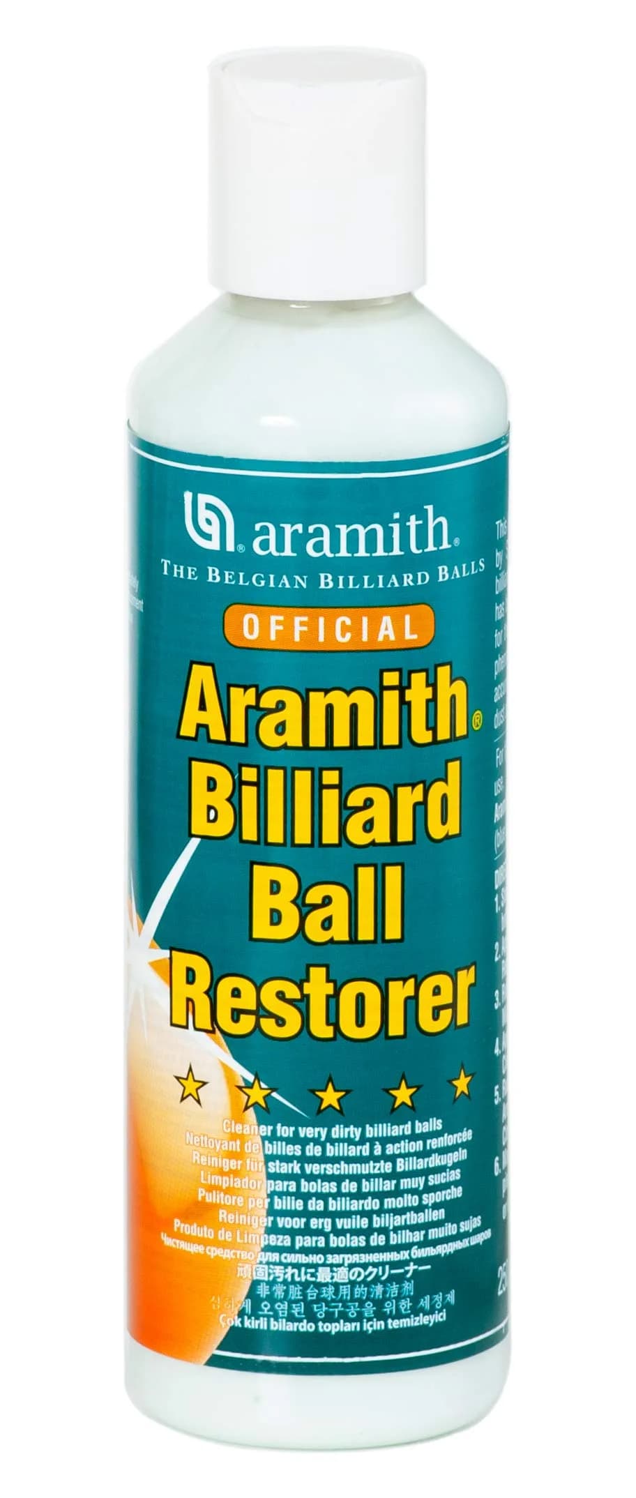 Aramith Billiard Ball Cleaner 8.4 fl.oz. (249ml) with Microfibre Cloth | Keeps Phenolic Balls Polished — Pool Ball Restorer