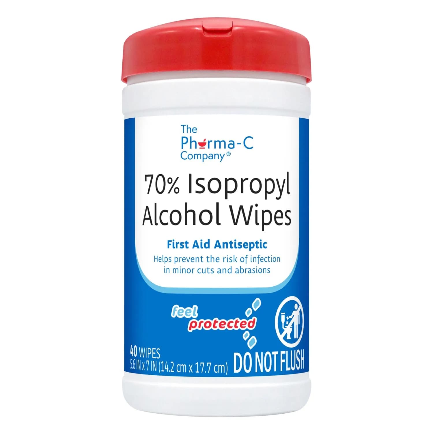 The Pharma-C Company 70% Isopropyl Alcohol Wipes 40 Count | First Aid Antiseptic for Minor Cuts & Scrapes - main product image