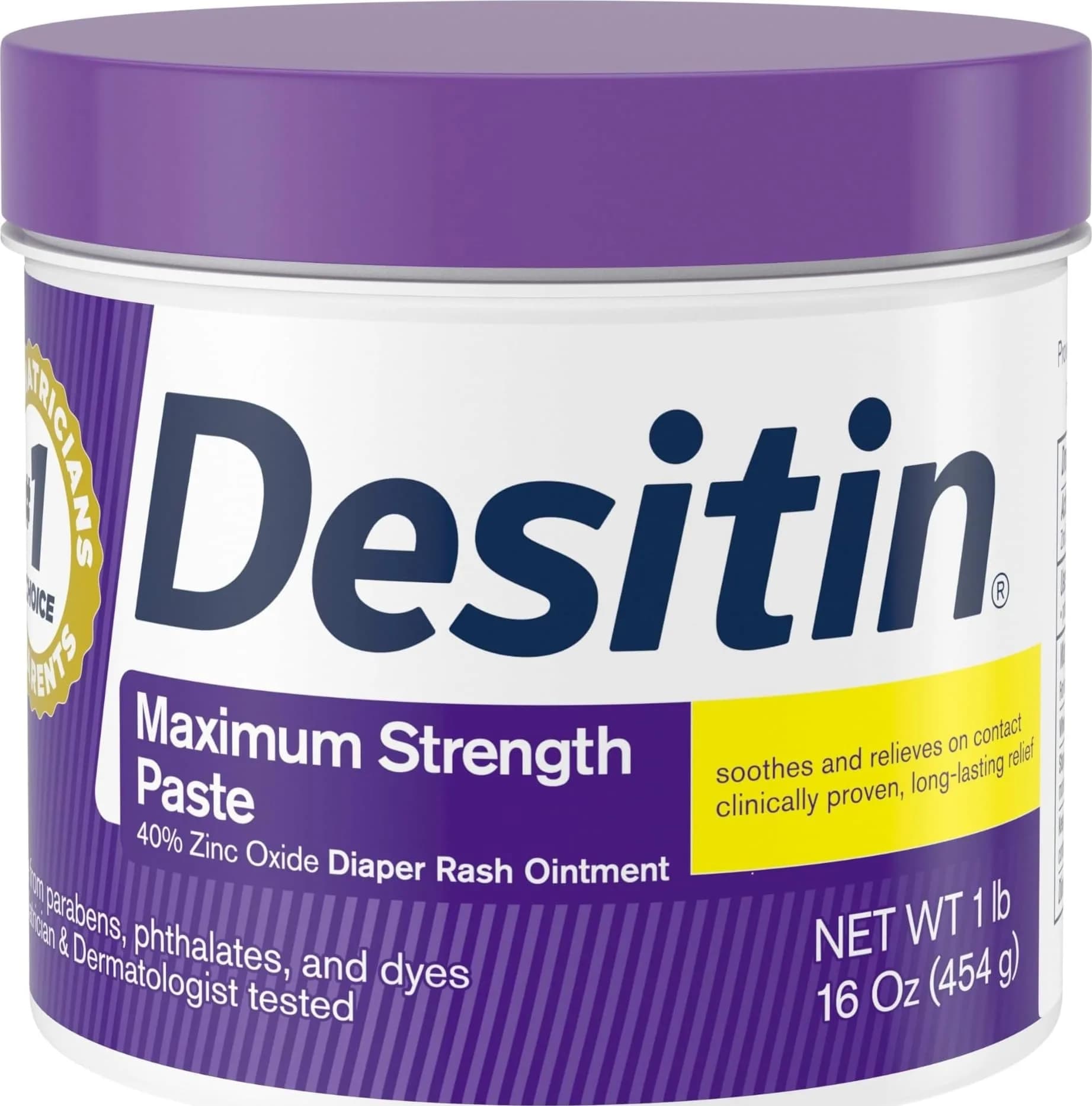Desitin Maximum Strength Diaper Rash Cream 4.8 oz (9.6 oz Total) | 40% Zinc Oxide Skin Protectant for Treatment & Prevention — 16 Ounce