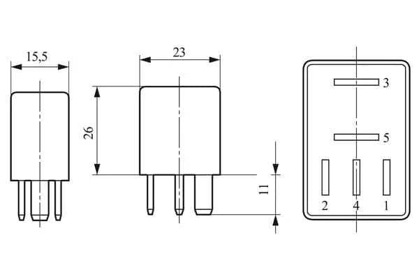 Bosch 0332201107 Change Over Micro Relay - 5 Pins, 12V, 30/10A, 10g (0.35oz) | Reliable Switching for Automotive and Industrial Use thumbnail 3