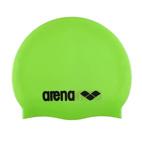 Arena Classic Unisex Silicone Swim Cap for Women and Men, Acid Lime/Silver | Hydrodynamic, Durable & Comfortable thumbnail 1