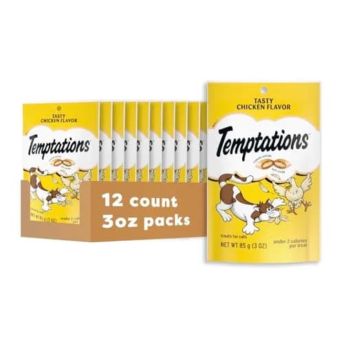 Temptations Classic Crunchy and Soft Cat Treats, Tasty Chicken Flavor, 36 oz (1.02 kg) | 12-Pack for Adult Cats thumbnail 1