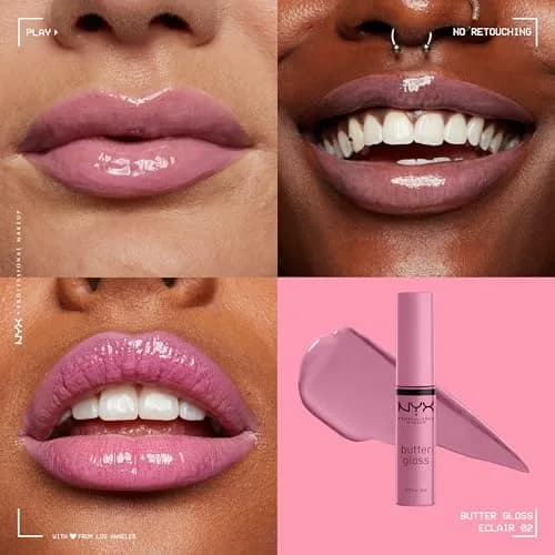 NYX PROFESSIONAL MAKEUP Butter Gloss Bling Lip Gloss - 02 Eclair Pink | Vegan & Non-Sticky Shine thumbnail 3