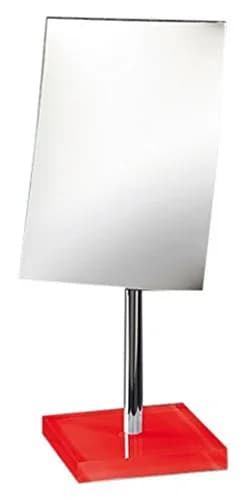 Gedy Rainbow Square Magnifying Mirror, Black | 12" (30.5 cm) Height — Red