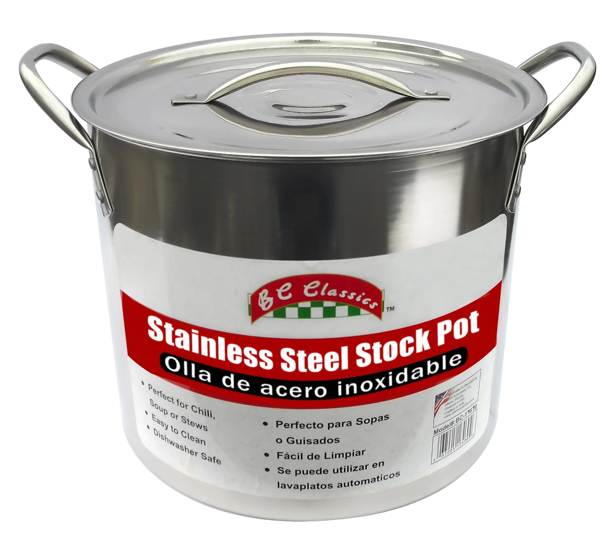 Bene Casa Stainless-Steel Stock Pot with lid, 20-quart capacity | Durable, Induction Compatible, Easy to Clean - main product image
