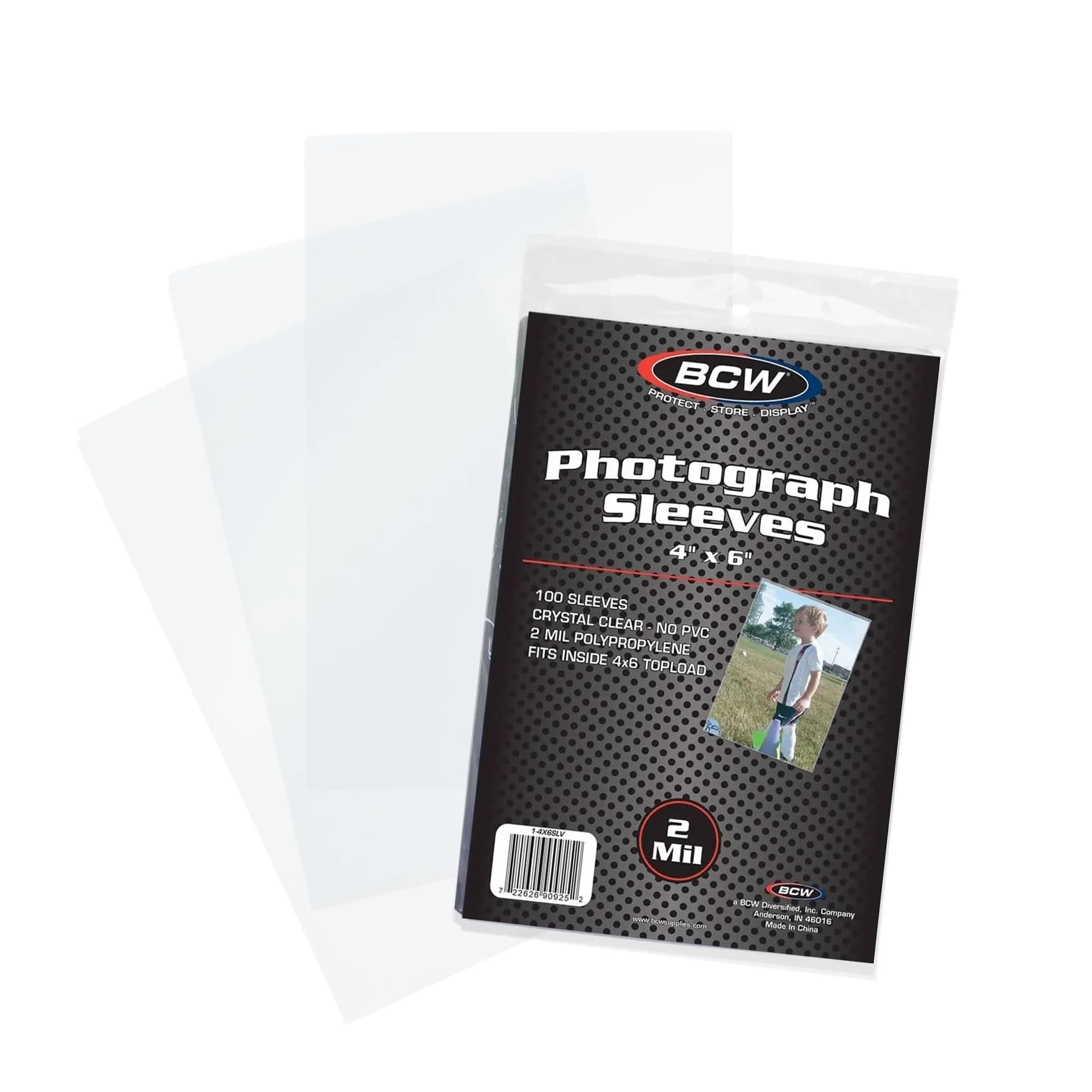 BCW 4x6 Photograph Sleeves - Pack of 100 | Archival Quality Crystal Clear Polypropylene | Acid-Free for Art Prints, Postcards, Pictures, and More! - main product image