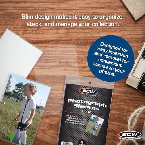 BCW 4x6 Photograph Sleeves - Pack of 100 | Archival Quality Crystal Clear Polypropylene | Acid-Free for Art Prints, Postcards, Pictures, and More! thumbnail 5