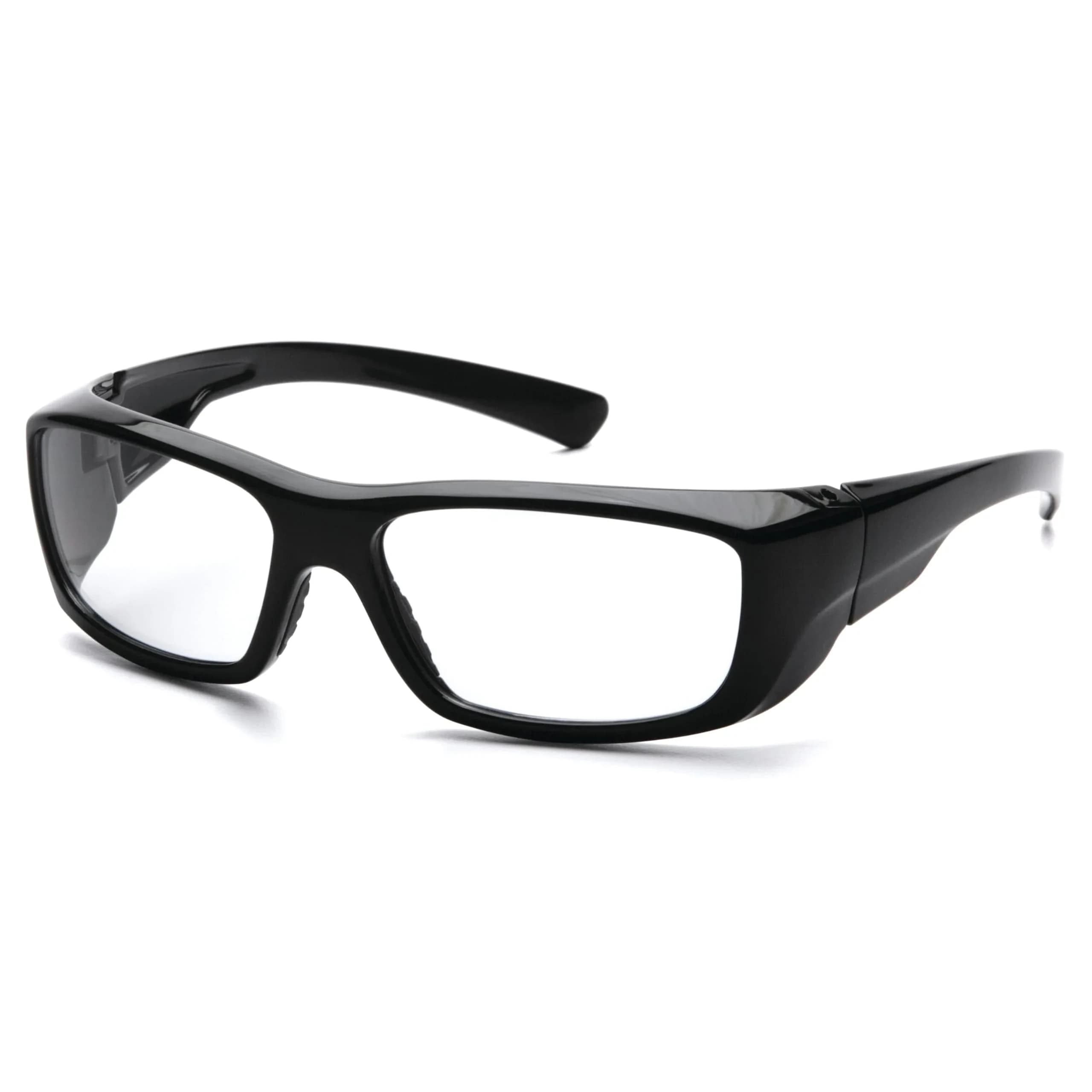 Pyramex Clear Reader Safety Glasses with Black Frame, +2.0 Diopters, 6.25" Width | Impact Resistant Polycarbonate Lenses — +1.5 Diopter