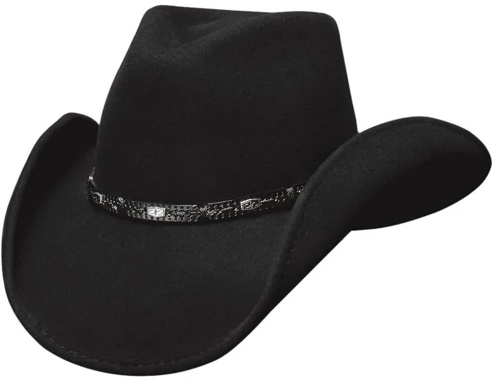 Bullhide Unisex Wild Horse Wool Hat Large Black | Pinch Front Western Style — Medium