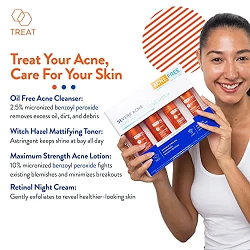 AcneFree Severe Acne 24 Hour Clearing System for stubborn acne | 4 Step Routine Kit with Benzoyl Peroxide & Retinol thumbnail 2