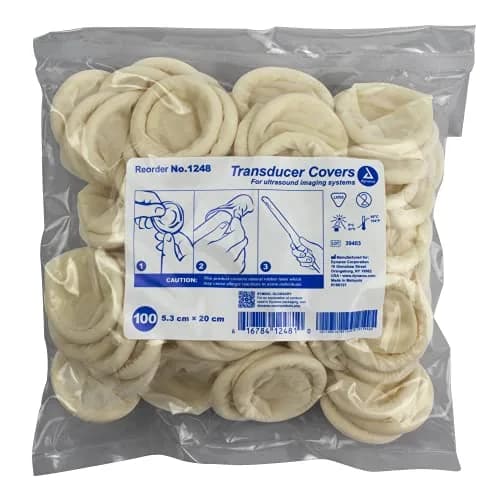 TopsMedical Ultrasound Transducer Probe Covers - Box of 100 | Non-Sterile Rolled Design, 5.3 x 20 cm, Endocavity Use thumbnail 1