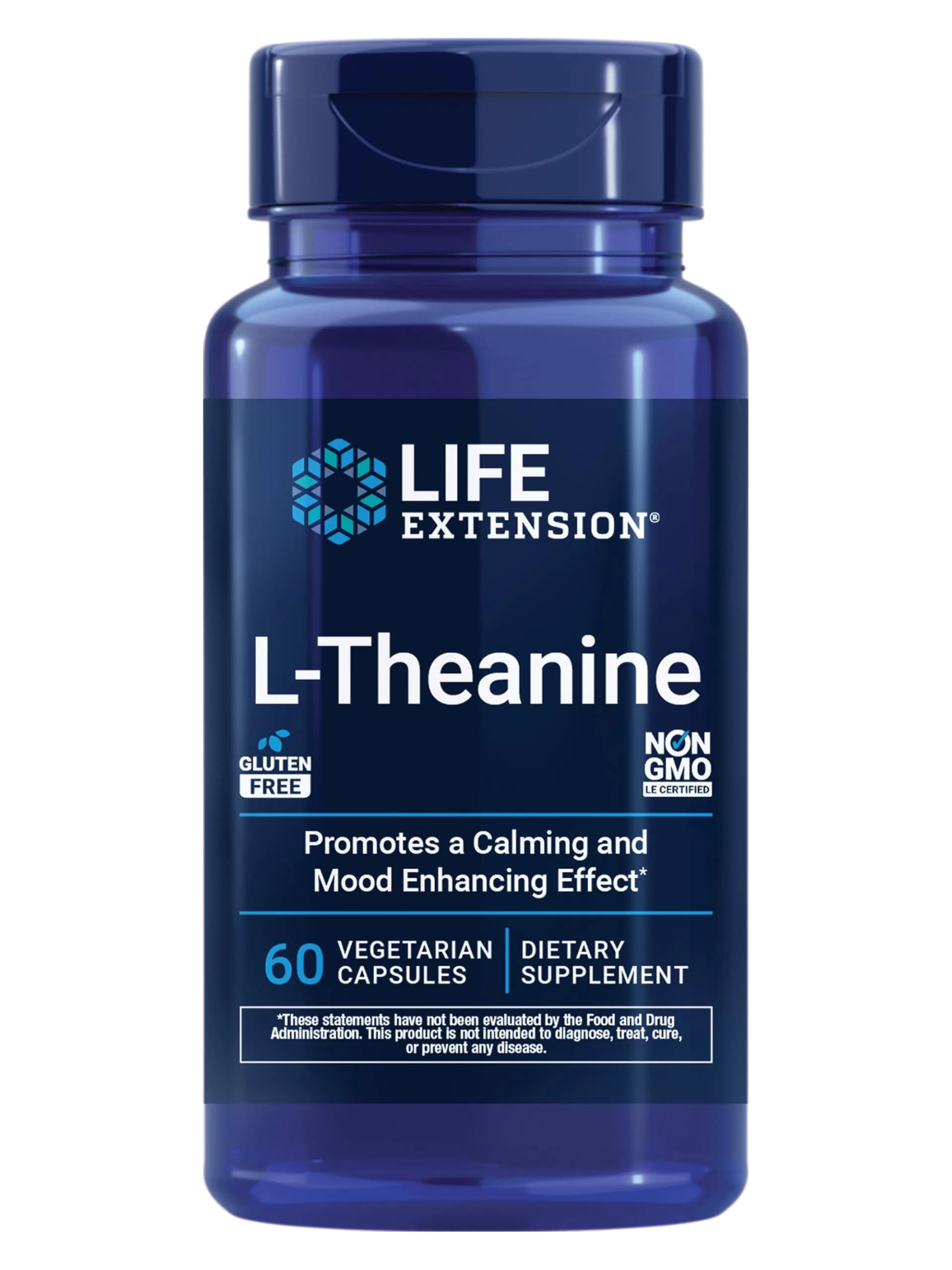 Life Extension L-Theanine 200 mg | Supports Relaxation & Mood, Vegetarian, Gluten-Free, Non-GMO, 60 Capsules - main product image