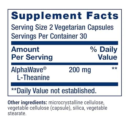Life Extension L-Theanine 200 mg | Supports Relaxation & Mood, Vegetarian, Gluten-Free, Non-GMO, 60 Capsules thumbnail 2