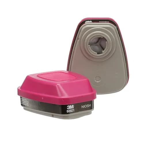 3M P100 Respirator Cartridge/Filter 60921 | NIOSH Approved, 1 Pair, OV/P100, Magenta/Black thumbnail 1