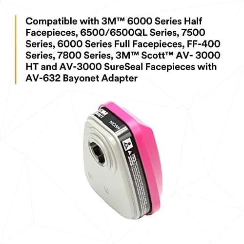 3M P100 Respirator Cartridge/Filter 60921 | NIOSH Approved, 1 Pair, OV/P100, Magenta/Black thumbnail 8