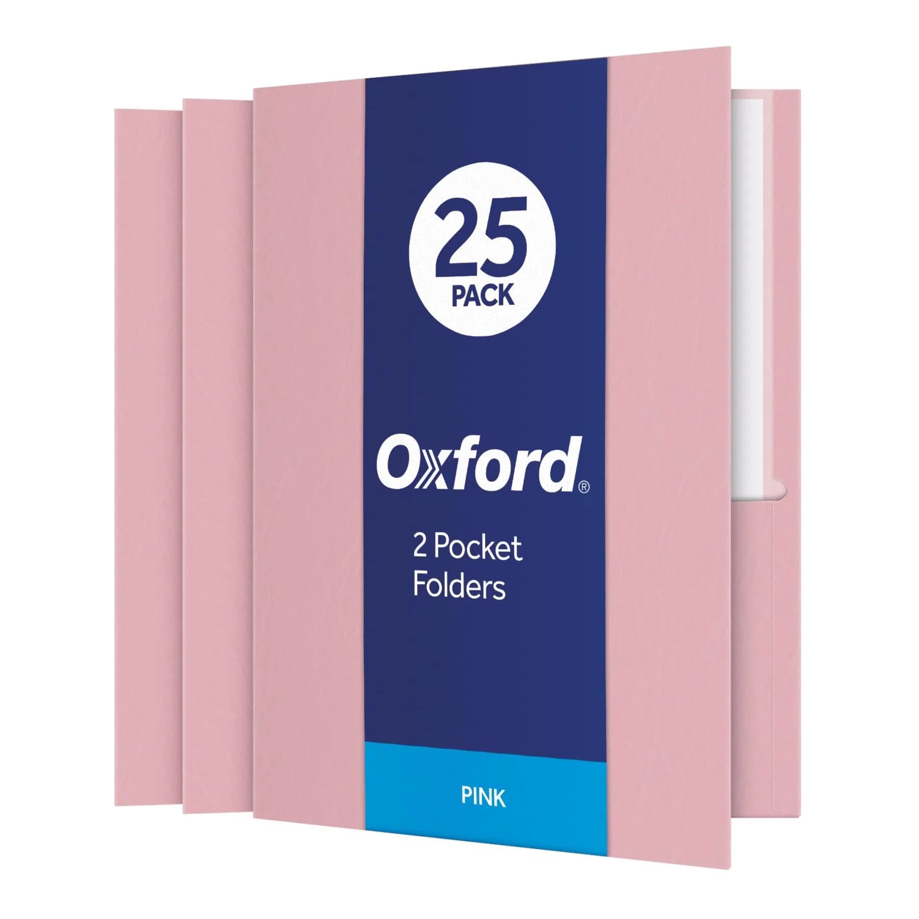 Oxford Two Pocket Folders, Green, Letter Size, 125 Folders | Heavy Textured Paper for School, Home, Office — Pink