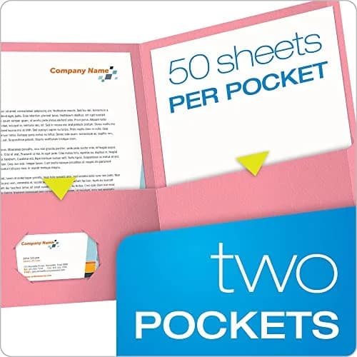 Oxford Twin-Pocket Folders Textured Paper Letter Size Pink | Holds 100 Sheets thumbnail 2