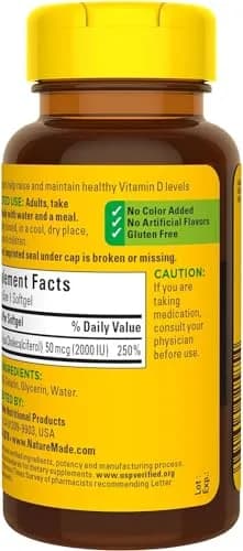 Nature Made Vitamin D3 2000 IU Liquid Softgels 270 Count (90 ea Pack of 3) | Supports Bone, Muscle & Immune Health thumbnail 7