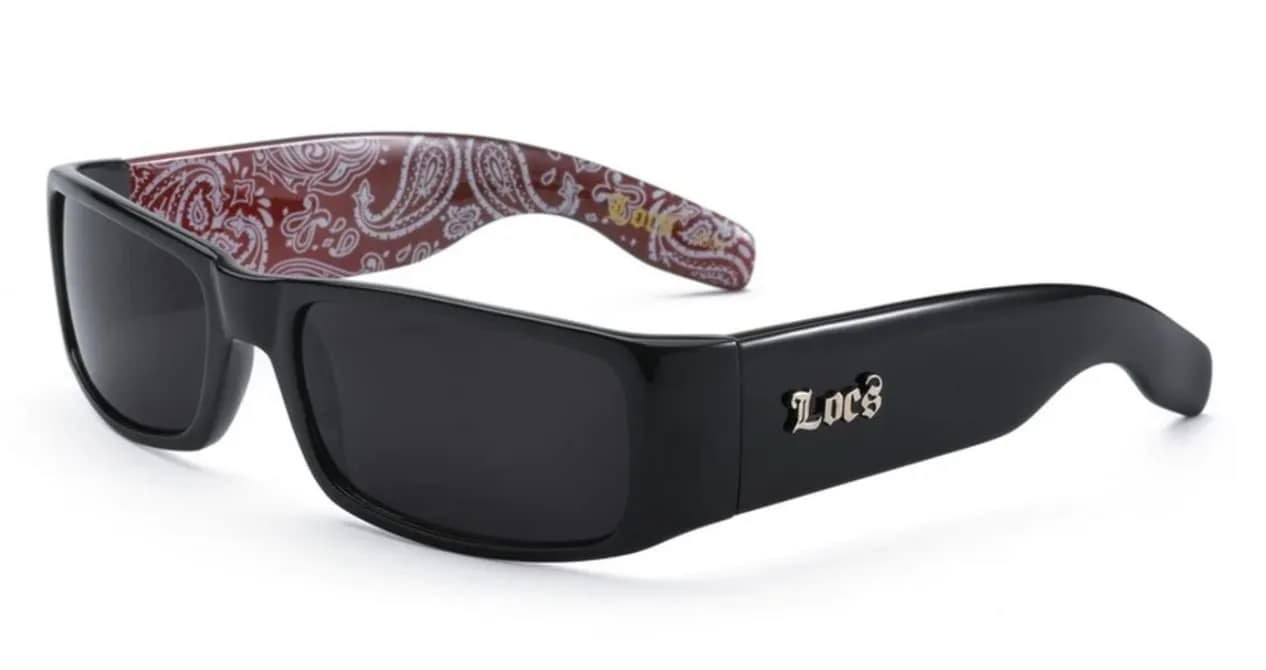 Locs 9006 Hardcore Gangster Sunglasses - Original Black | UV400 Protection — Black W/ Red Bandana Print