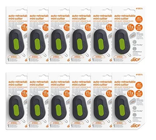 Slice Auto-Retractable Mini Box Cutter 12 Pack | Safe Ceramic Blade for Packaging & More thumbnail 1