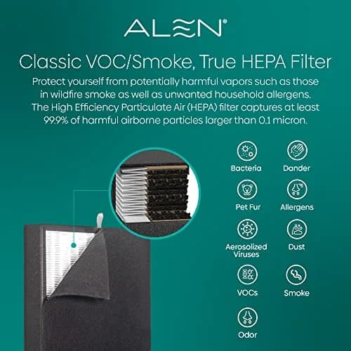 Alen BreatheSmart Classic Replacement Filter — True HEPA & Activated Carbon Filter for VOCs, Dust, Dander, Smoke, Odors (1-Pack) thumbnail 3