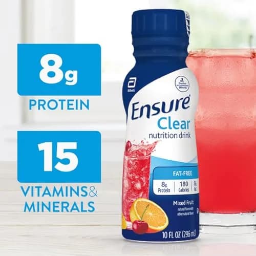 Ensure Clear Mixed Fruit Nutritional Drink 296ml (10 fl oz) | 8g Protein, 15 Vitamins & Minerals | Fat-Free thumbnail 3