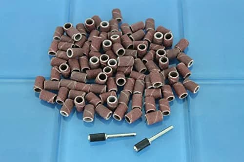 TEMO Sand Drum 1/4" Coarse Grit 60 | 100 Pieces with Mandrels for Rotary Tools thumbnail 2