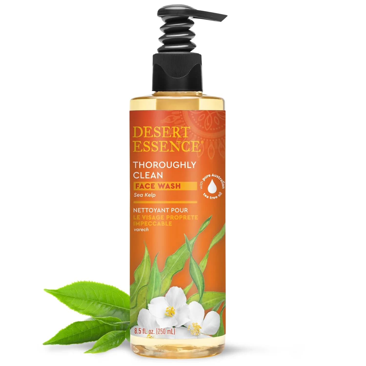 Desert Essence Thoroughly Clean Sea Kelp Face Wash 250ml (8.5 Fl Oz) | Gentle Daily Formula with Tea Tree Oil