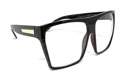 JuicyOrange Oversized Square Clear Lens Glasses Frames | Unisex Flat Top Style thumbnail 3