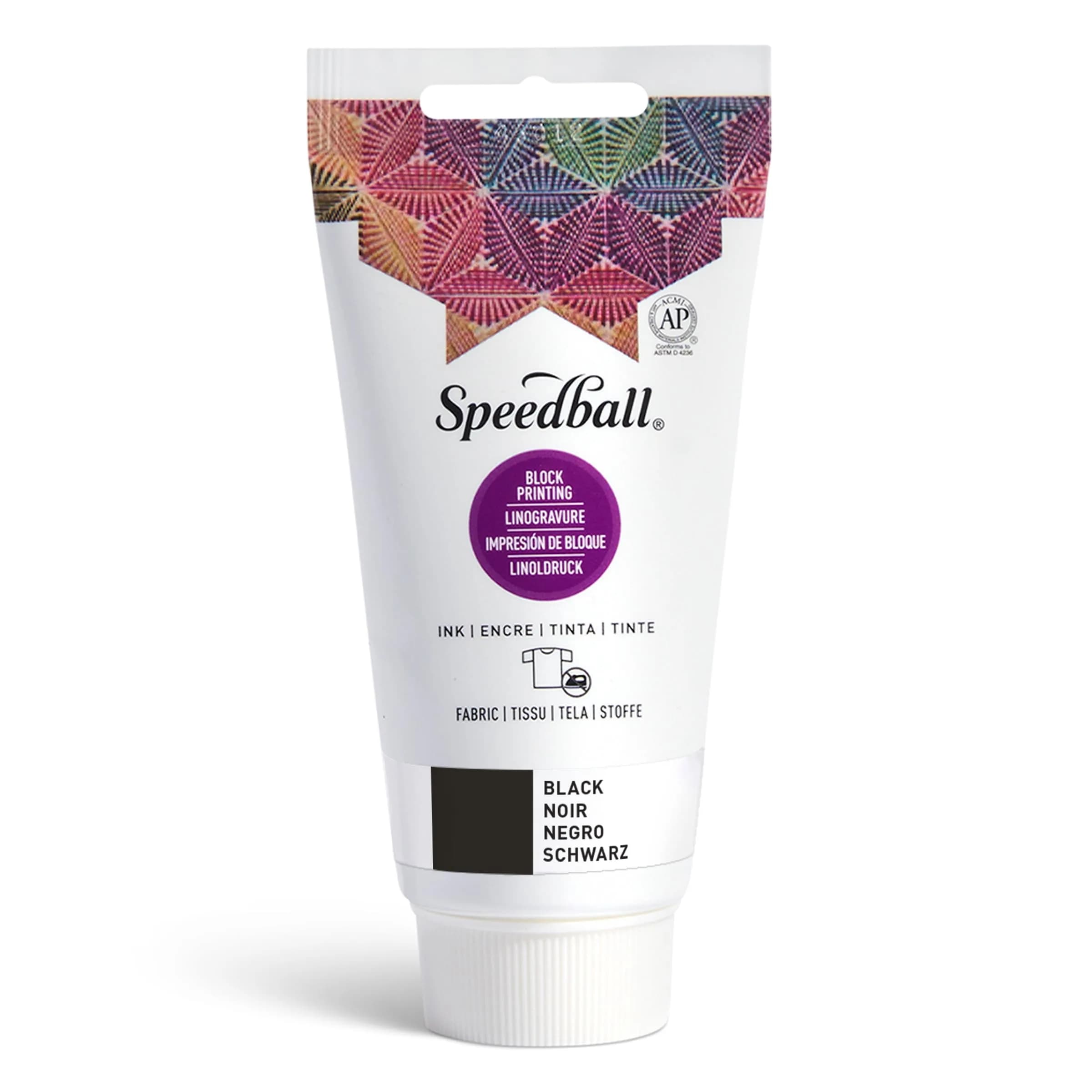 Speedball Fabric Block Printing Ink, Black, 74ml (2.5 fl oz) | Permanent, Water-Washable, No Heat Required - main product image