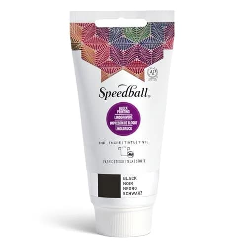 Speedball Fabric Block Printing Ink, Black, 74ml (2.5 fl oz) | Permanent, Water-Washable, No Heat Required thumbnail 1