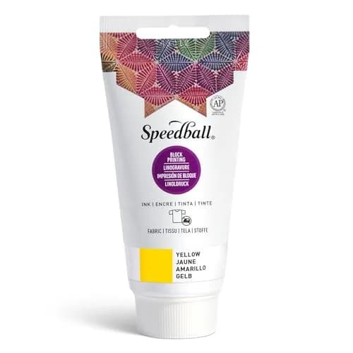Speedball Fabric Block Printing Ink Yellow 74ml (2.5 fl oz) | Vibrant Opaque Colors for Textiles & Paper thumbnail 1