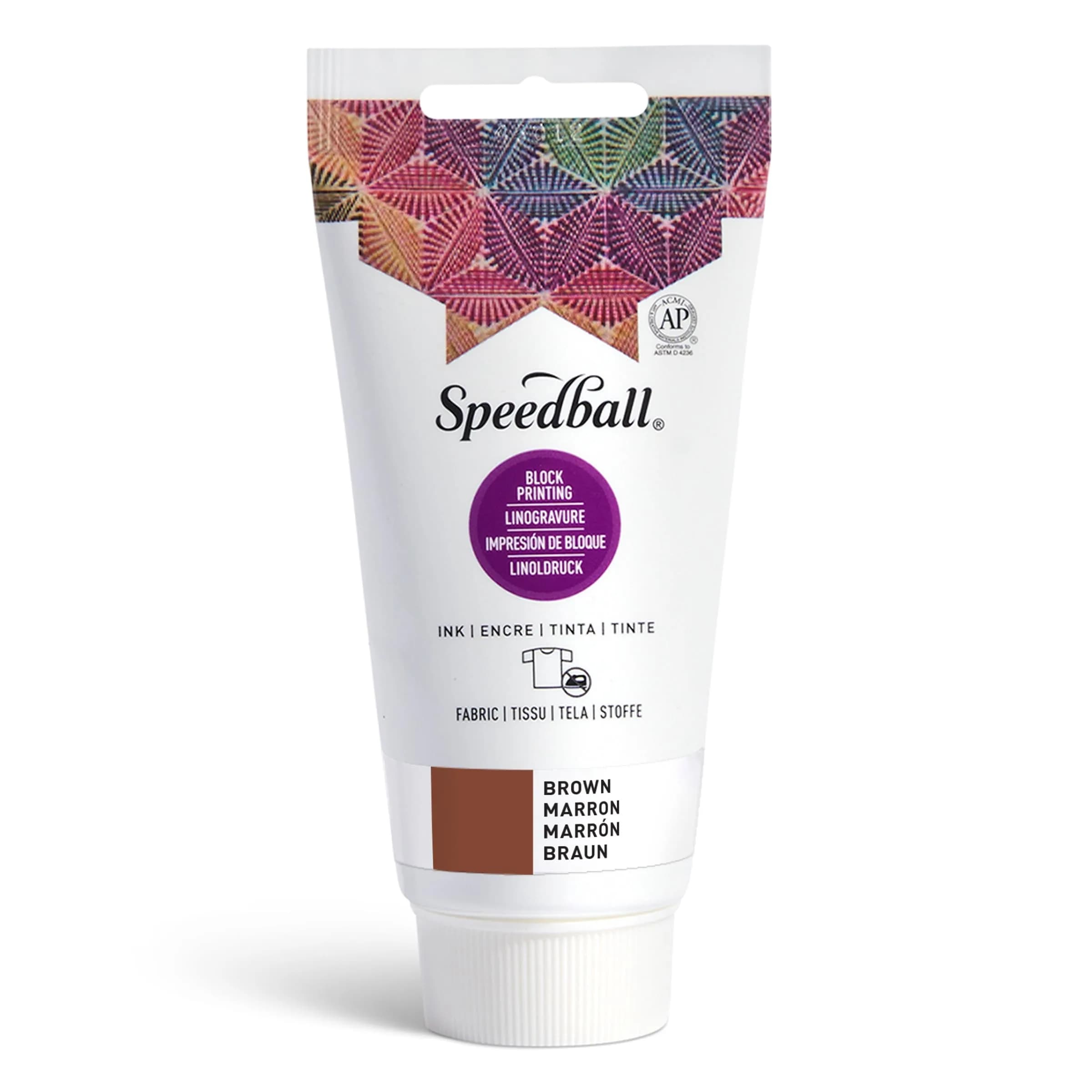 Speedball Fabric Block Printing Ink Brown 74ml (2.5 Fl Oz) | Vibrant Opaque Oil-Based Ink for Textiles & Paper
