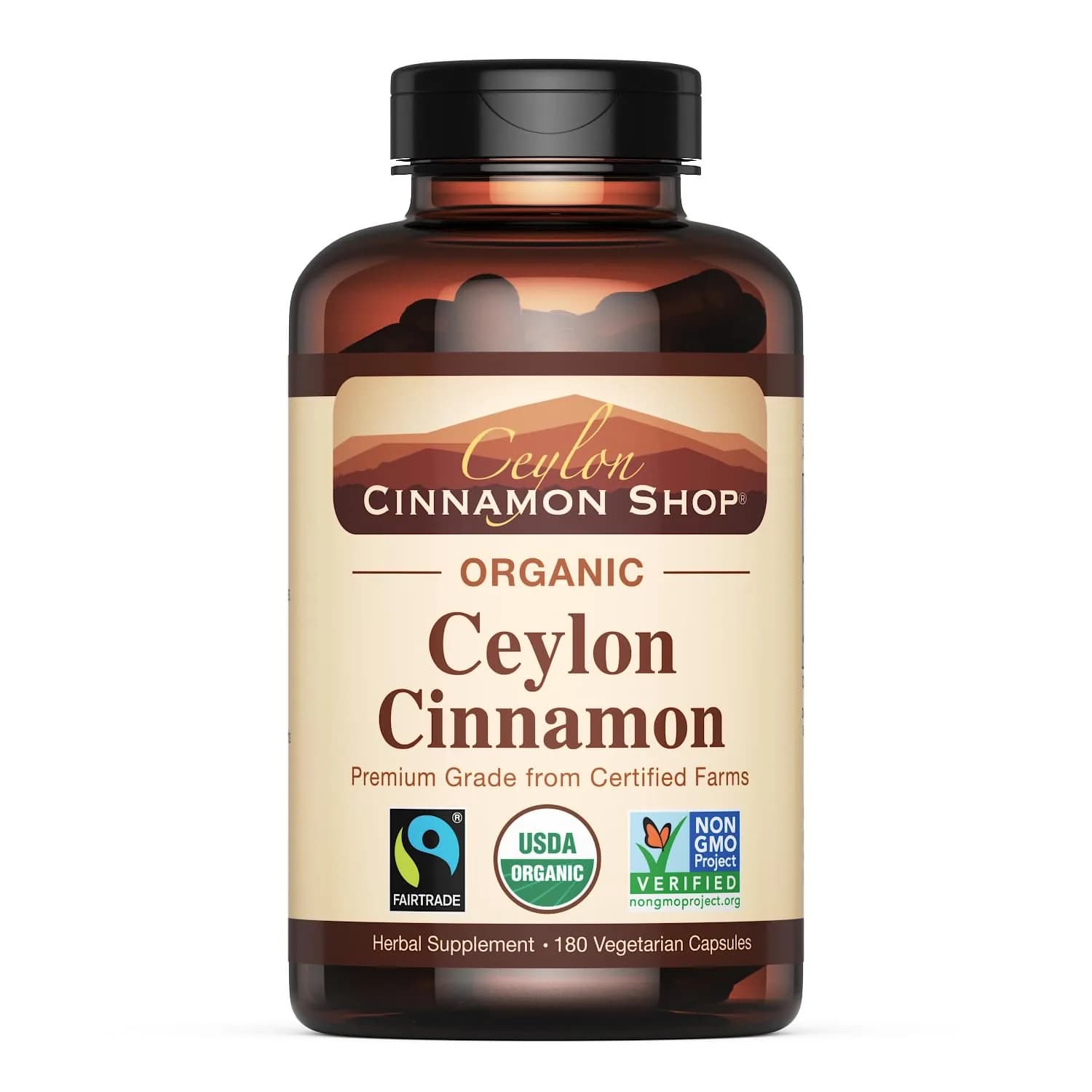 Ceylon Cinnamon Shop Organic Ceylon Cinnamon Capsules 180 Count | USDA Certified Supplement for Daily Wellness — Capsules