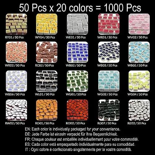ALEA Mosaic Micro Mosaic Tiles 1000 Pcs 5x5 mm (0.19 inch) Square Mix Green | Handmade Ceramic Craft Tiles thumbnail 2