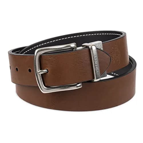 Tommy Hilfiger Men's Reversible Belt, Black/Brown Stitch, Size 32 | 1.25-inch Width thumbnail 3
