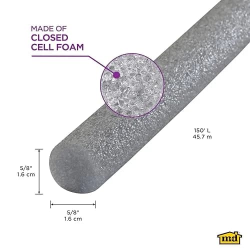 M-D Building Foam Backer Rod for 5/8in Gaps & Joints | Gray, 150ft | Durable Foam Sealant thumbnail 2