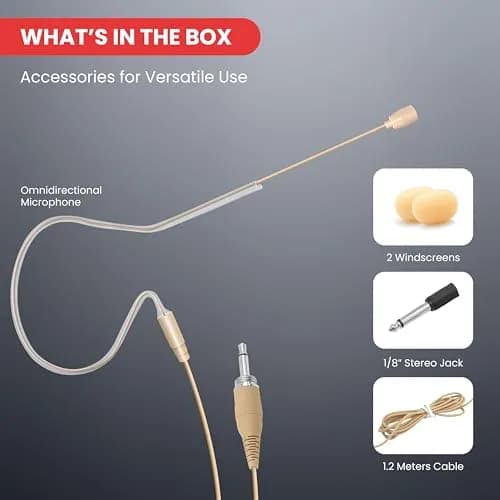 Pyle Wired Omnidirectional Headset Microphone with 3.5mm Plug & 1/4 Inch Adapter | Hands-Free Voice Capture for Presentations & Teaching thumbnail 2