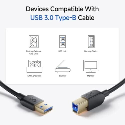 Cable Matters USB 3.0 Type A to B Cable 10ft Black | 5 Gbps Data Transfer thumbnail 4
