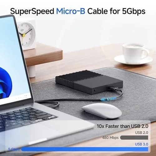 Cable Matters USB 3.0 A to Micro B Cable 4.57 m (15 ft) Black | SuperSpeed 5 Gbps Data Transfer thumbnail 3