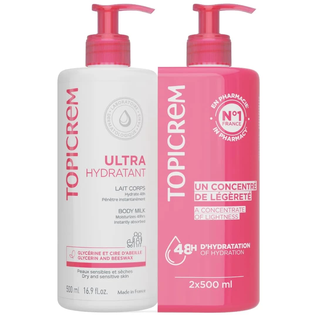 Topicrem Ultra-Moisturizing Body Milk 1000ml (34 Fl Oz) | 24-Hour Hydration for Dry, Sensitive Skin — 14.9100