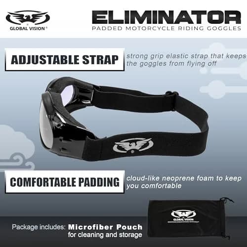 Global Vision Eliminator Goggles with Micro-Fiber Pouch | UV400 Scratch-Resistant Safety Goggles thumbnail 3