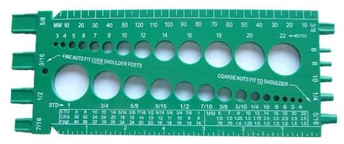 Stainless Town Nut Bolt Thread Gauge Green | Measures Standard & Metric Bolts & Nuts thumbnail 1