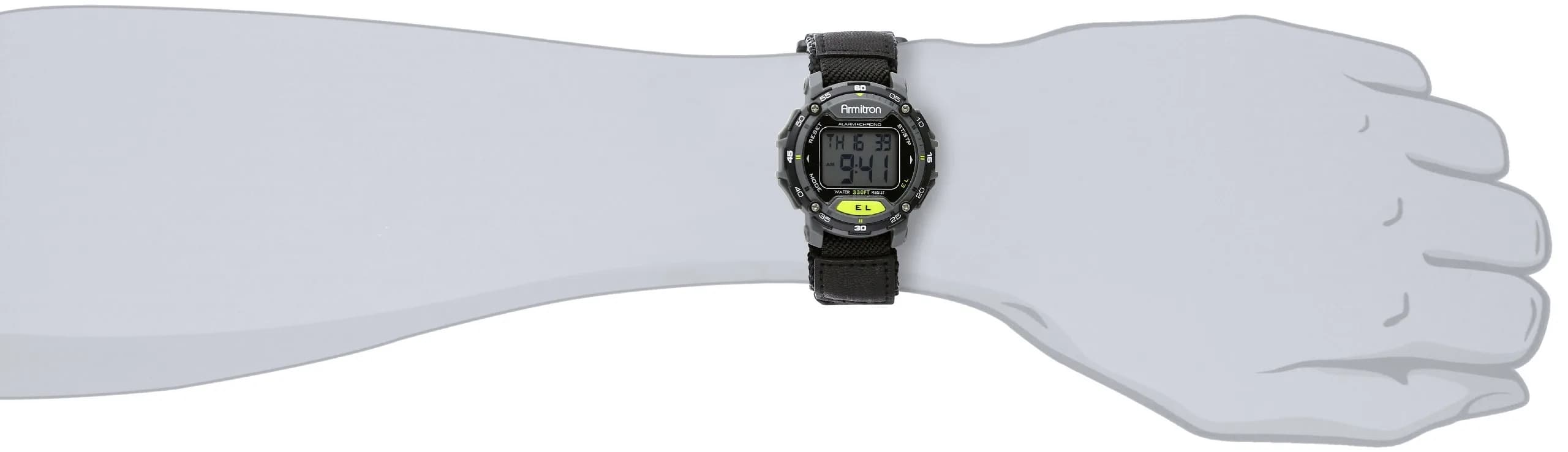 Armitron Sport Unisex Grey Accented Digital Chronograph Watch 42mm (1.65 in) Black Nylon Strap thumbnail 4