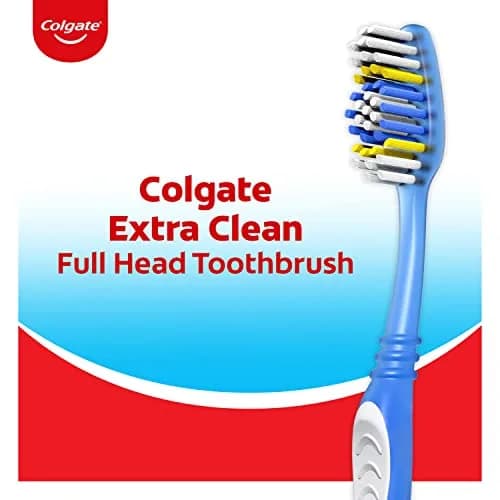 Colgate Extra Clean Medium Toothbrushes, 6 Count | Deep Cleaning Power Bristles thumbnail 2