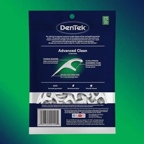 DenTek Advanced Clean Floss Picks, Mint, 900 Picks (150 Count Pack of 6) | Triple Clean Design for Plaque Removal thumbnail 8