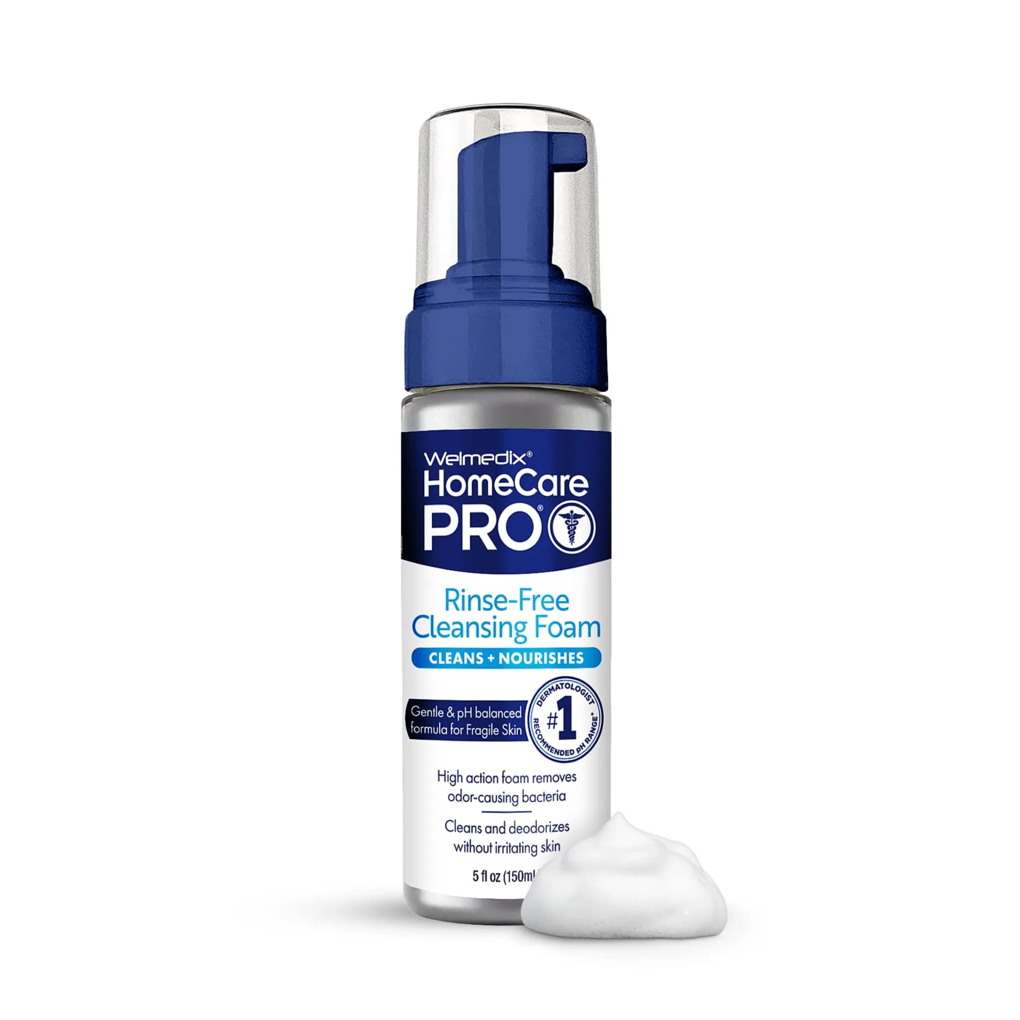 Welmedix No Rinse Cleansing Foam 150ml (5 Fl Oz) | Hospital Grade Waterless Body Wash & Shampoo - main product image